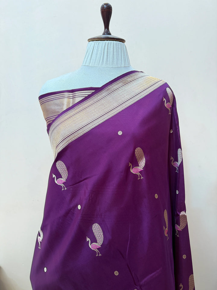 Wine Pure Banarasi Handloom Katan Silk Saree