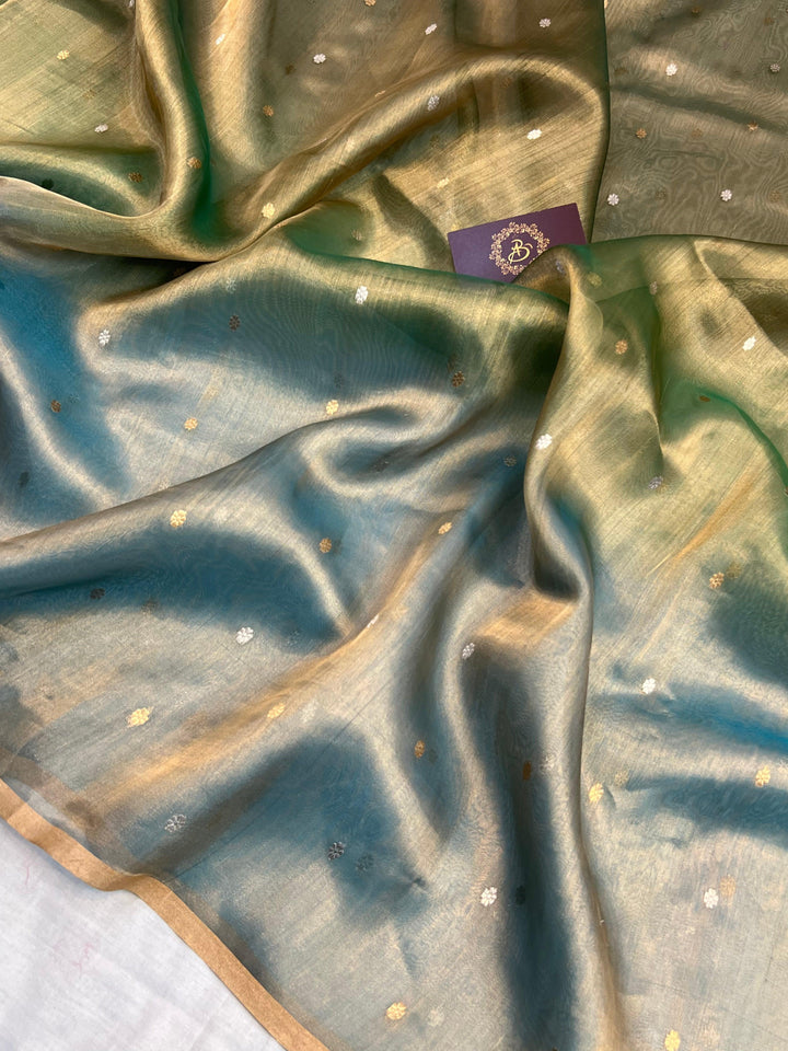 Shaded Pure Tissue Silk Handloom Banarasi Saree Blue