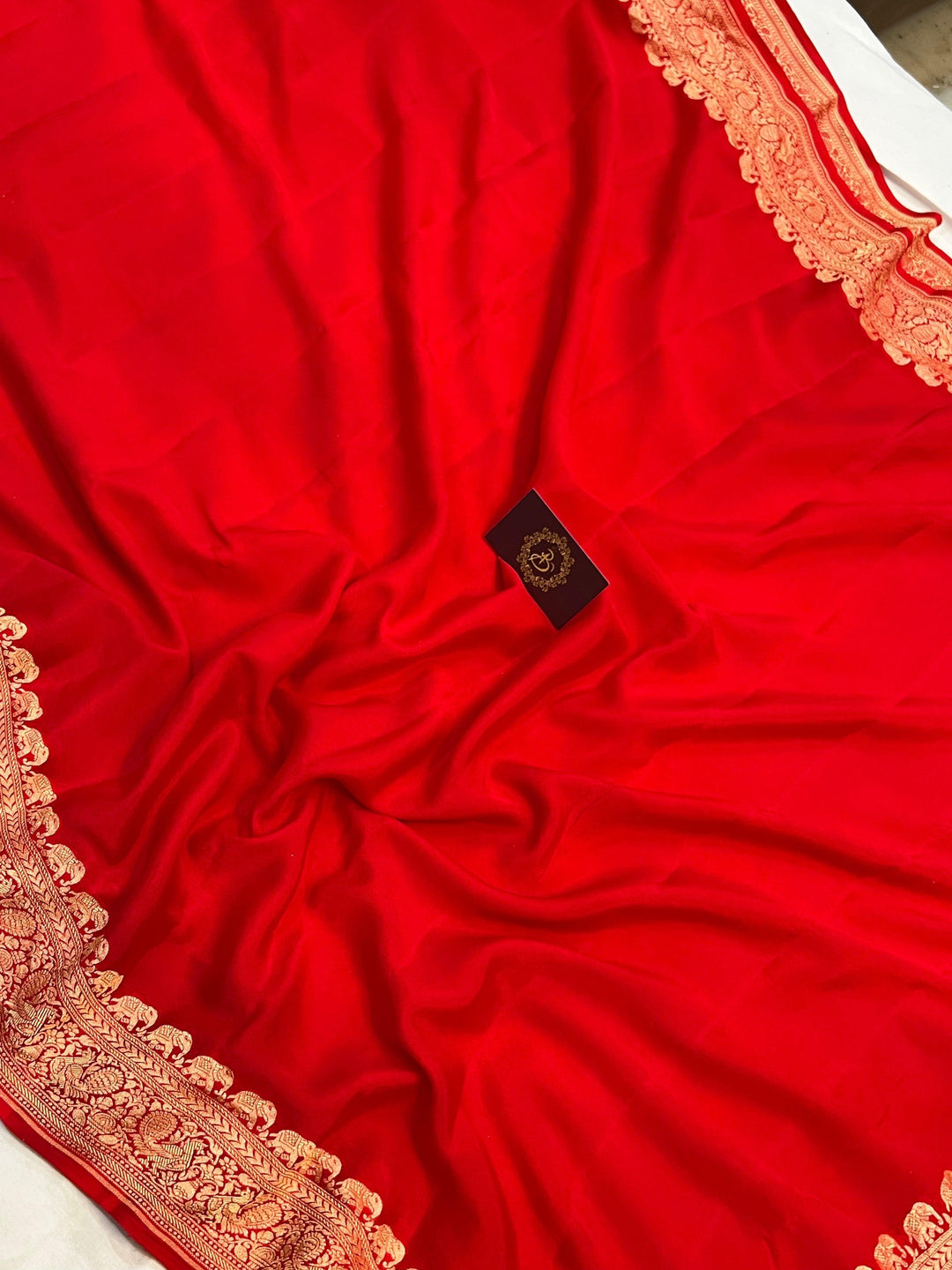 Red Pure Banarasi Khaddi Crepe Silk Saree - Aura Benaras