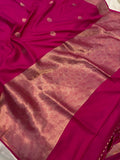 Rani Pink Banarasi Handloom Katan Satin Silk Saree - Aura Benaras