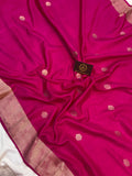 Rani Pink Banarasi Handloom Katan Satin Silk Saree - Aura Benaras