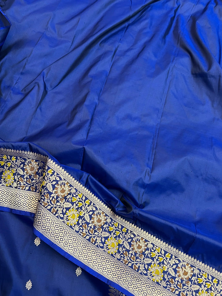 Navy Blue Pure Katan Silk Handloom Banarasi Saree
