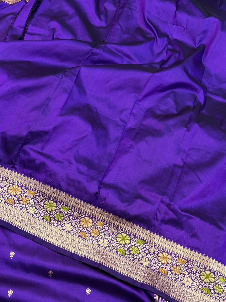 Purple Pure Katan Silk Handloom Banarasi Saree