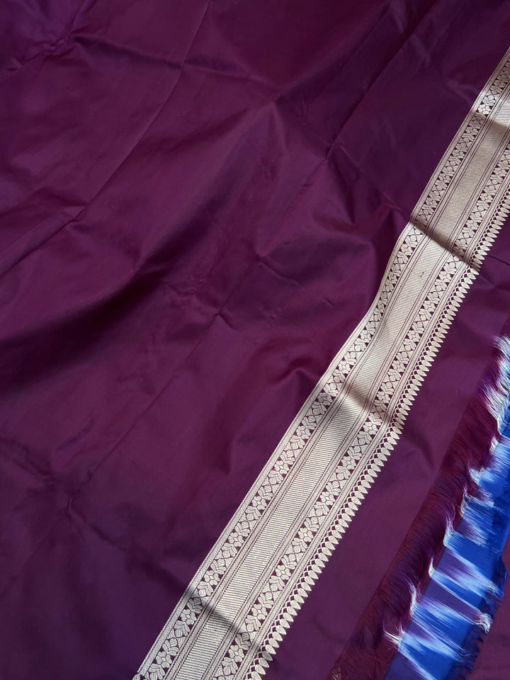 Wine Pure Katan Silk Handloom Banarasi Saree