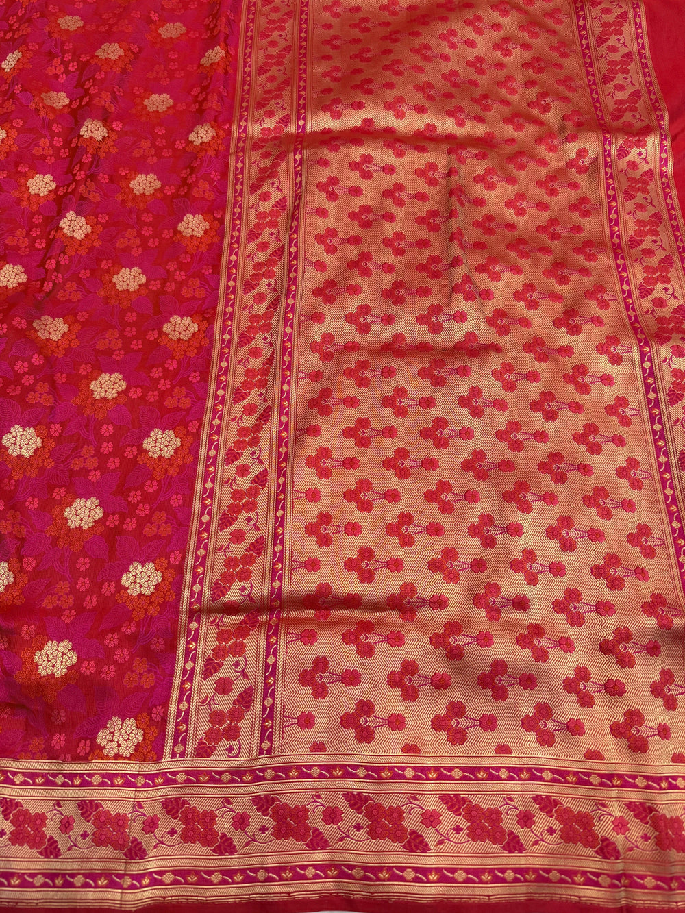 Red Pure Katan Satin Silk Handloom Banarasi Saree