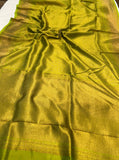 Green Banarasi Handloom Katan Silk Saree - Aura Benaras