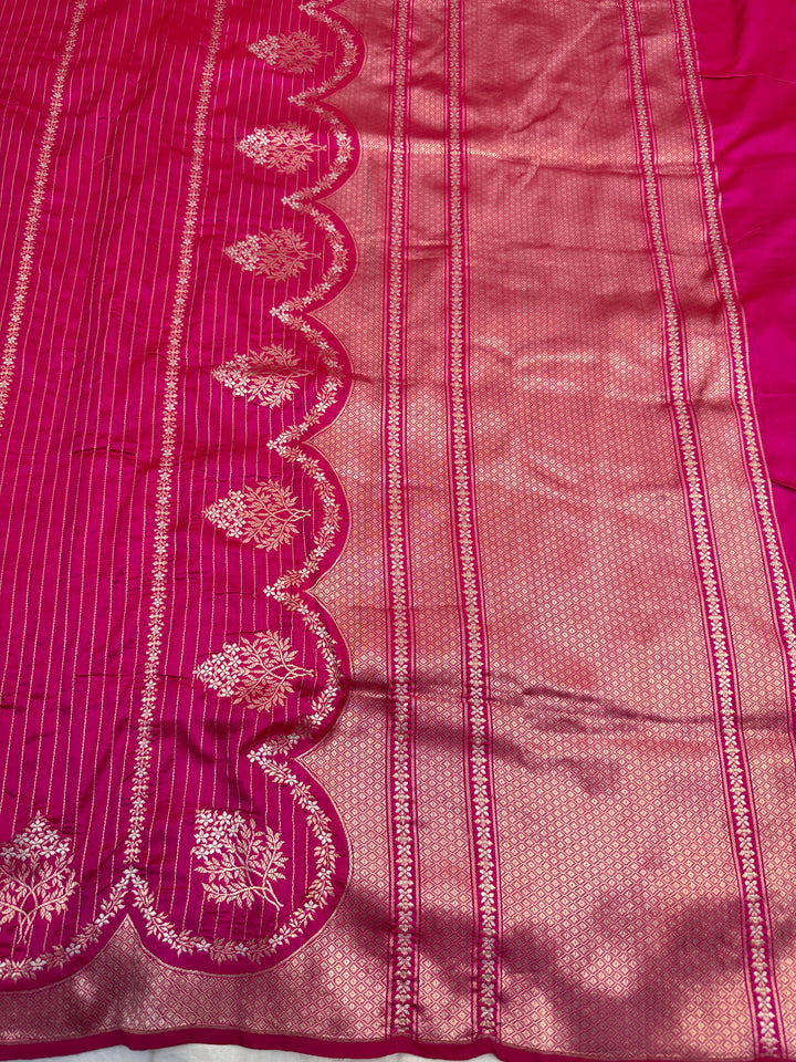 Rani Pink Pure Katan Silk Banarasi Handloom Saree