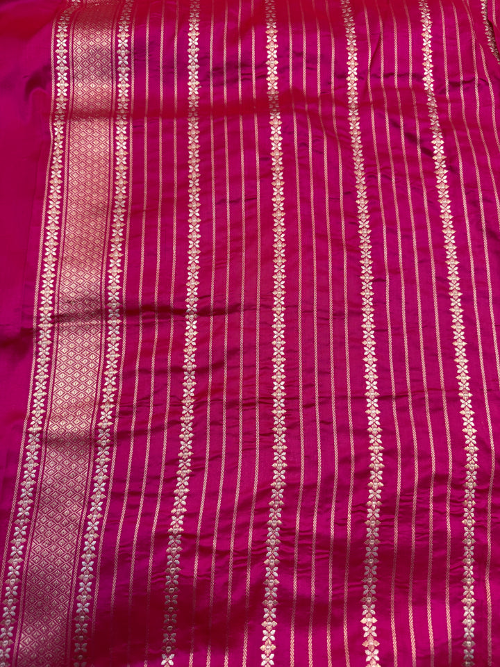 Rani Pink Pure Katan Silk Banarasi Handloom Saree