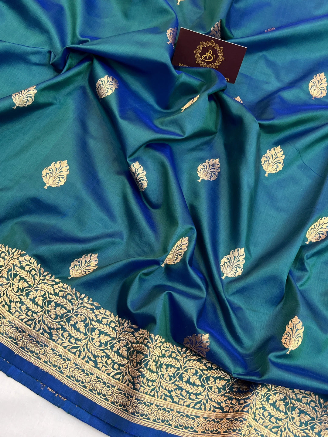 Rama Blue Pure Katan Silk Handloom Banarasi Saree