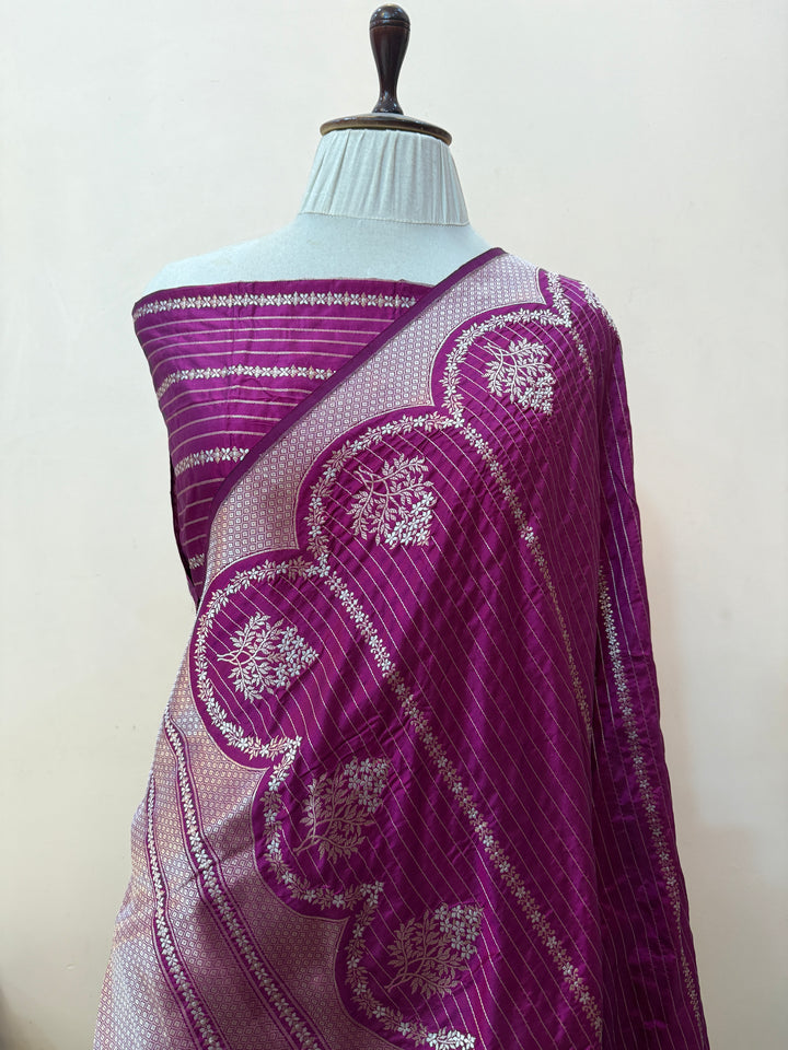 Purple Pure Katan Silk Banarasi Handloom Saree