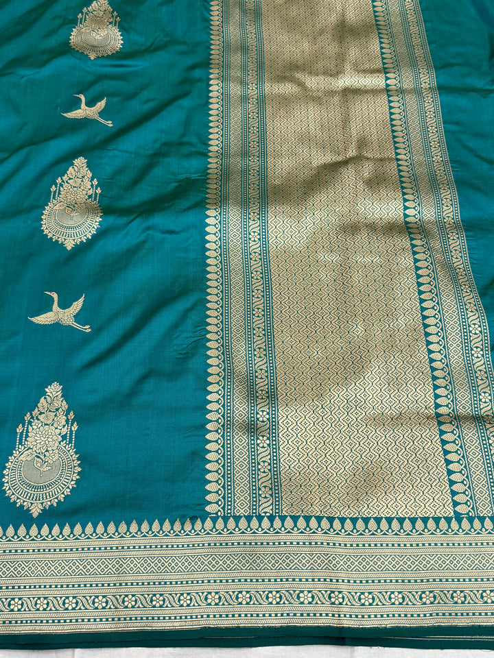 Buy Rama Green Banarasi Handloom Katan Silk Saree 