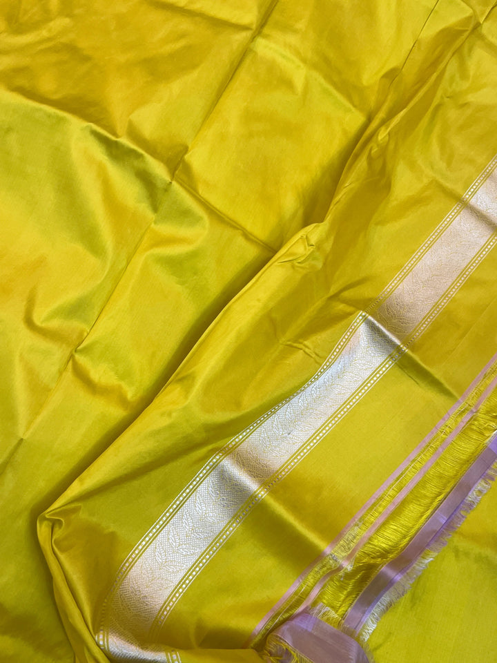 Yellow Pure Katan Silk Handloom Banarasi Saree
