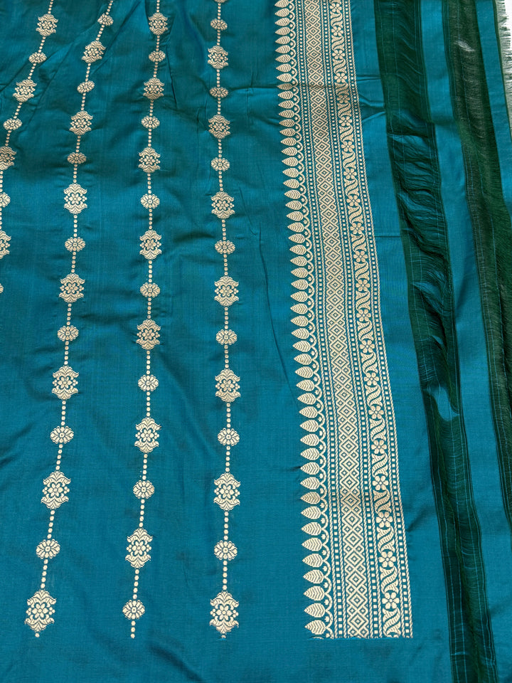 Buy Rama Green Banarasi Handloom Katan Silk Saree 