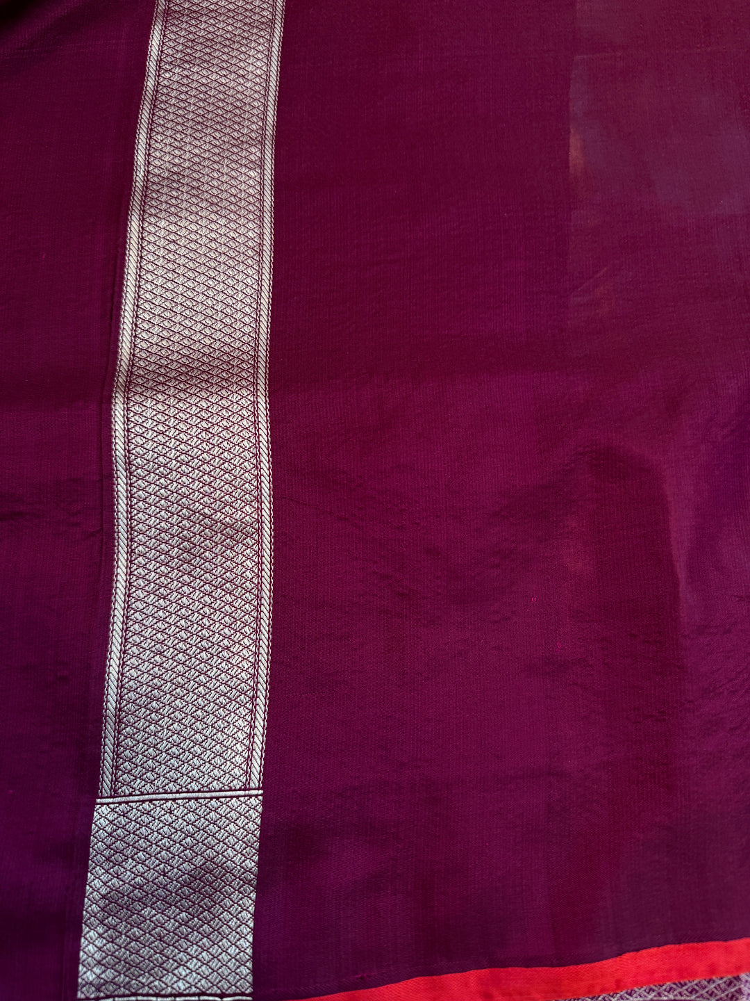 Wine Katan Satin Silk Saree with Zari Geometric Work