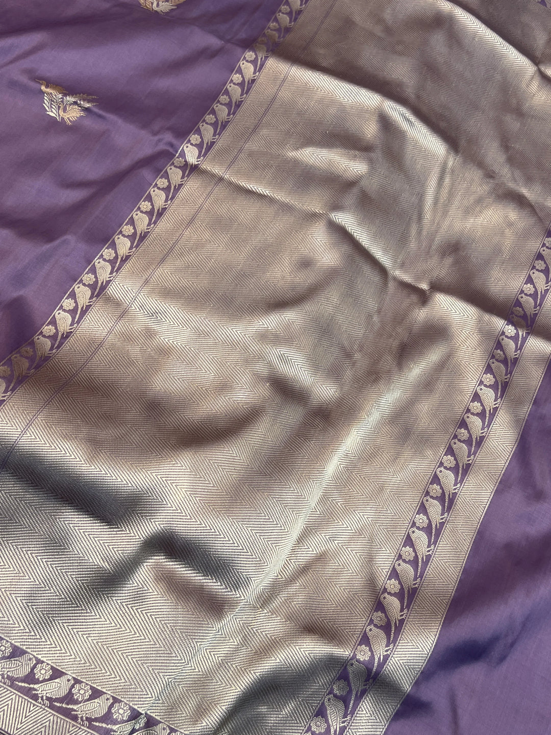 Lavender Pure Katan Silk Handloom Banarasi Saree