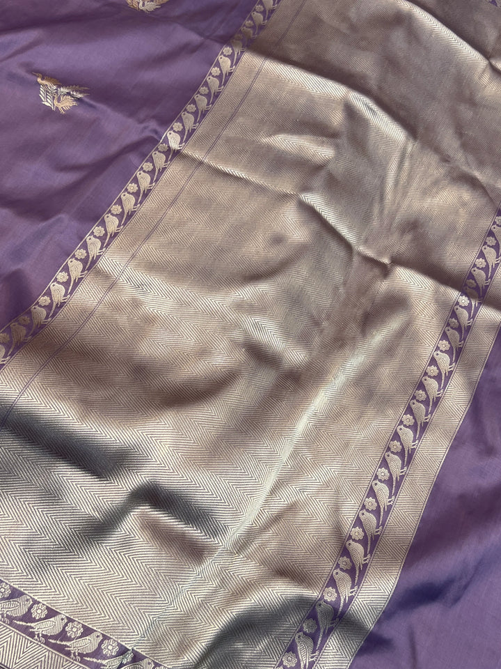 Lavender Pure Katan Silk Handloom Banarasi Saree