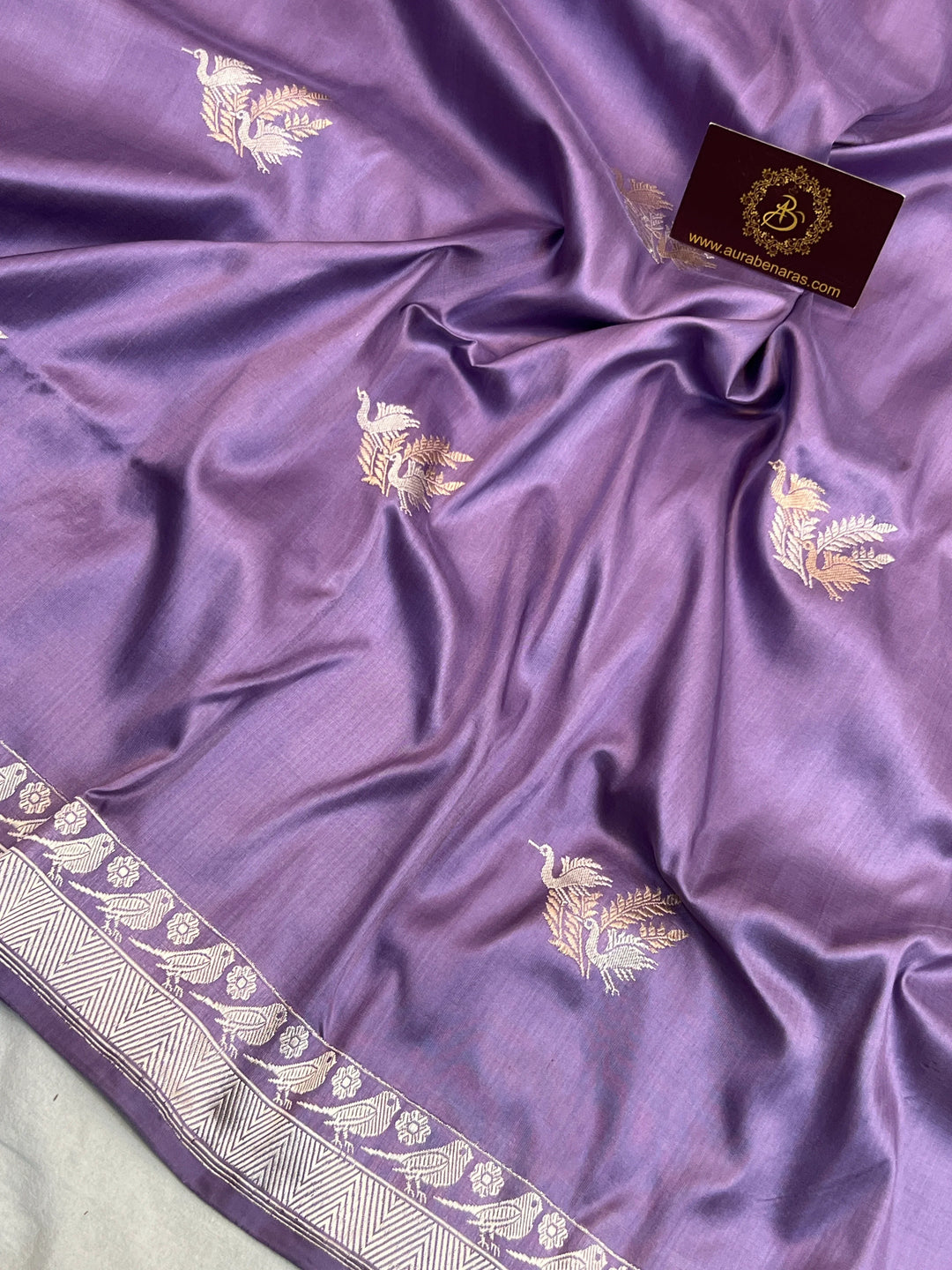 Lavender Pure Katan Silk Handloom Banarasi Saree