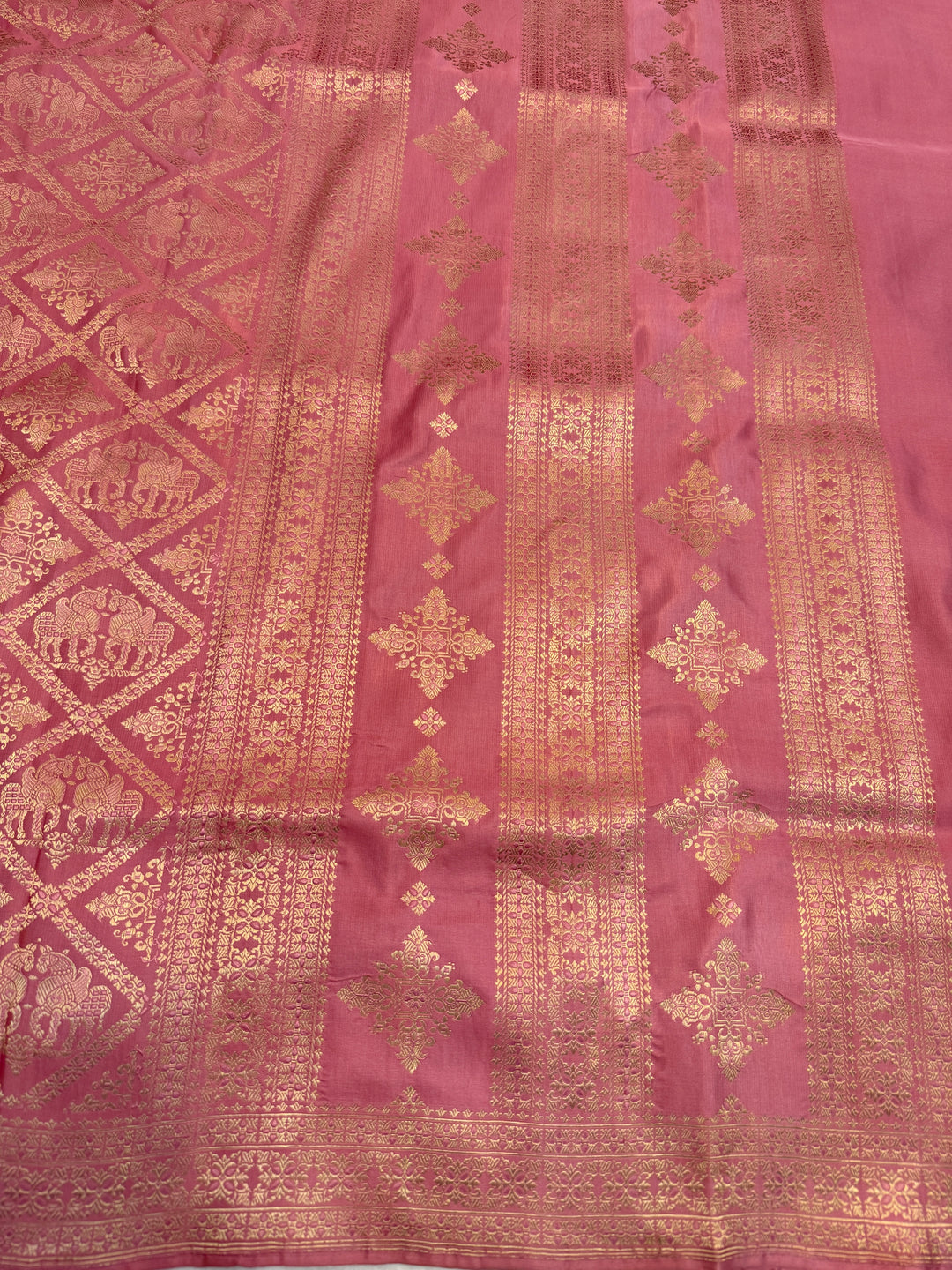 Pastel Pink Pure Banarasi Handloom Katan Satin Silk Saree