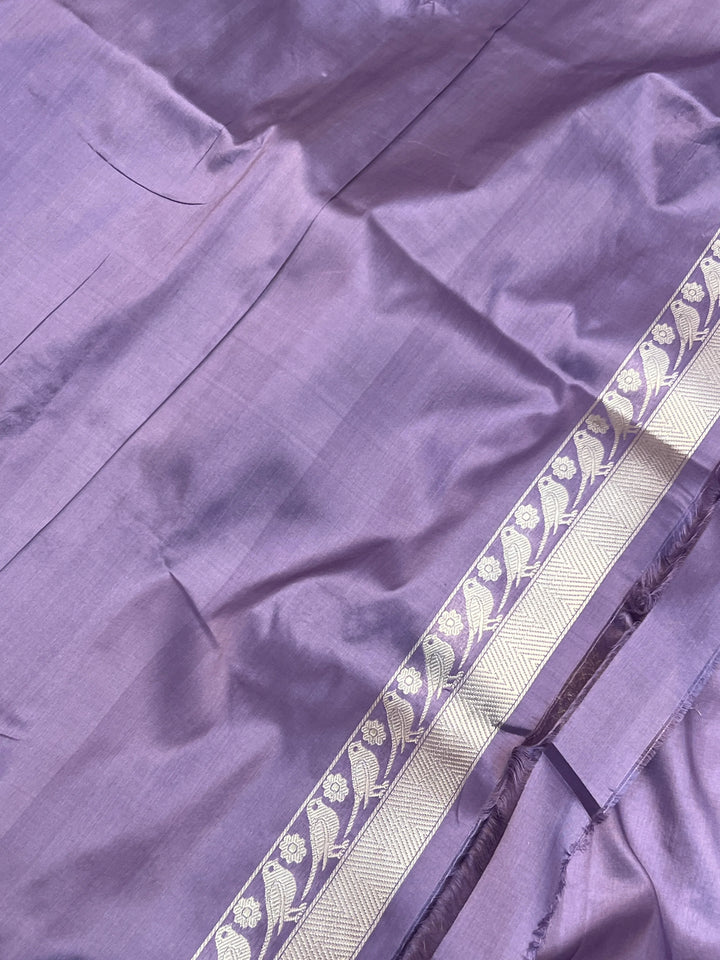 Lavender Pure Katan Silk Handloom Banarasi Saree