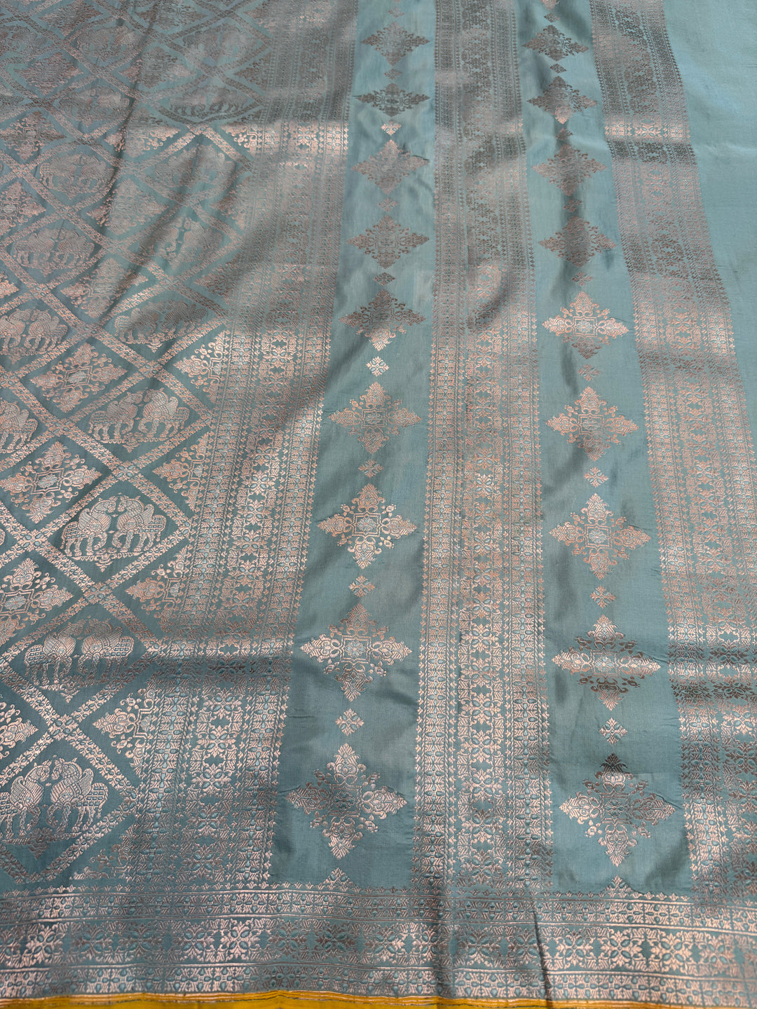 Sage Green Pure Banarasi Handloom Katan Satin Silk Saree