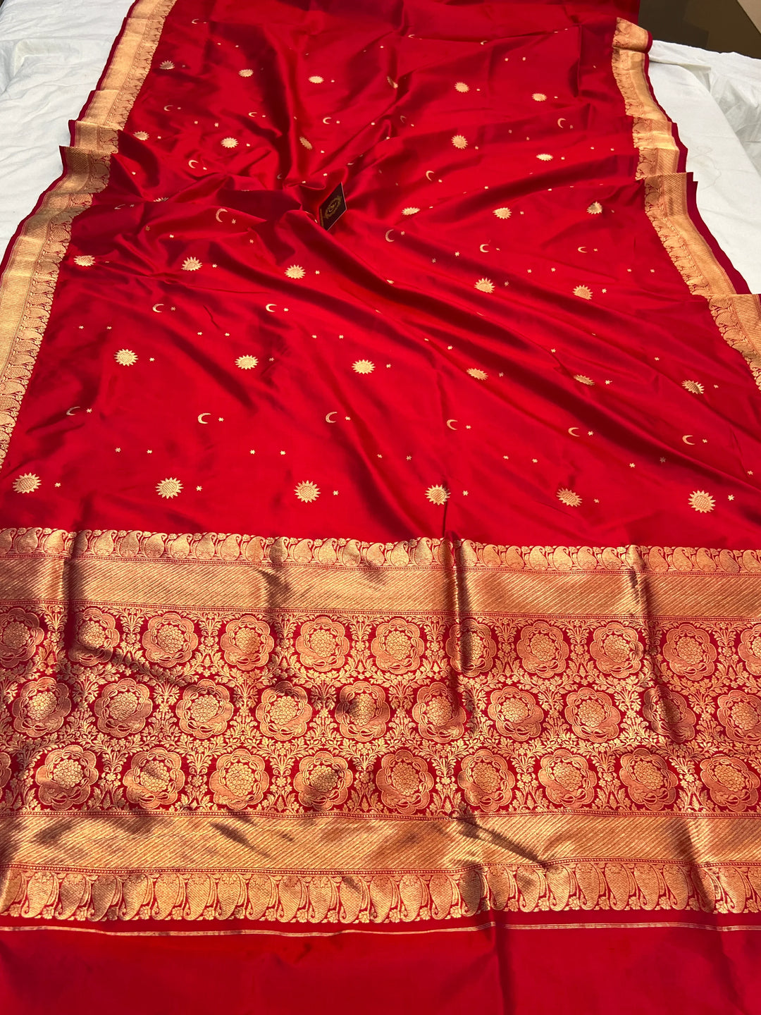 Crimson Red Pure Katan Silk Handloom Banarasi Saree