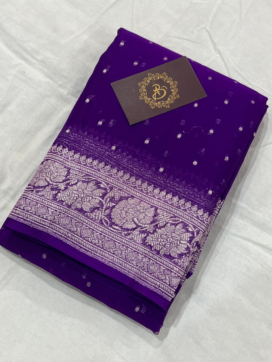 Purple Khaddi Chiffon Banarasi Handloom Saree - Aura Benaras