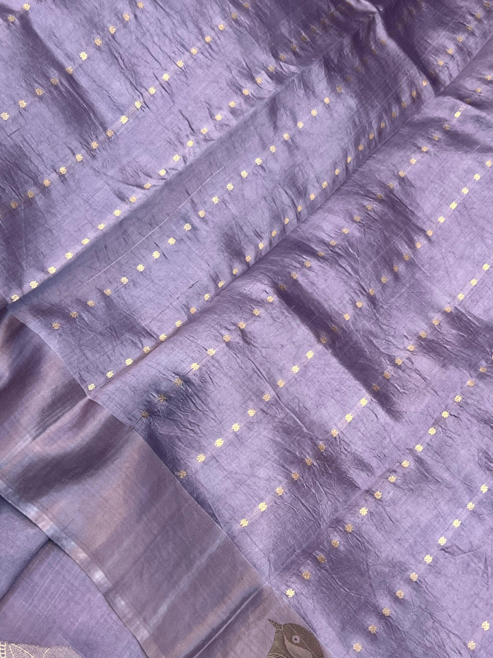 Plain blouse piece with small butis included with pure silk Banarasi saree