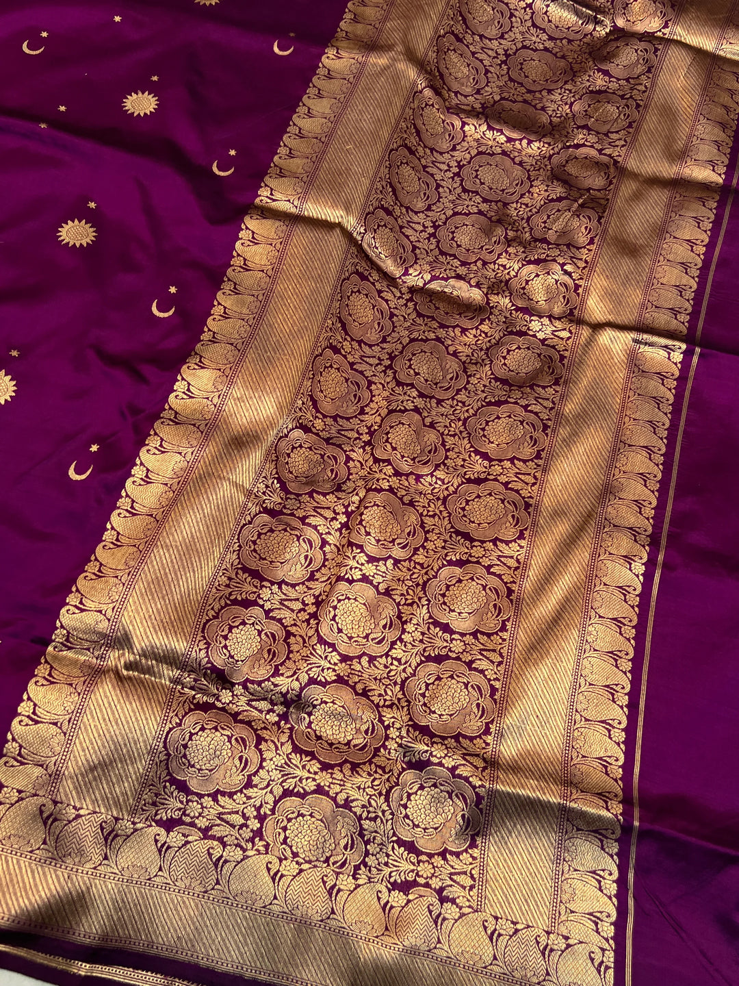 Purple Pure Katan Silk Handloom Banarasi Saree