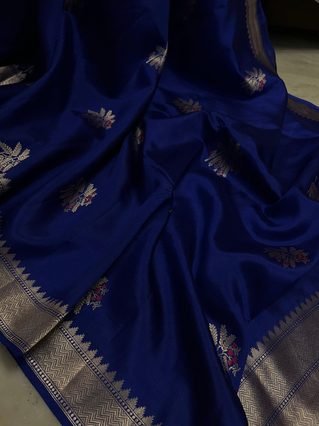 Royal Blue Pure Banarasi Handloom Silk Saree - Aura Benaras