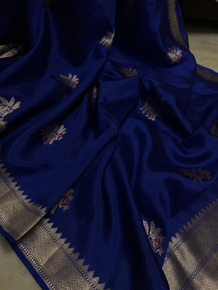 Royal Blue Pure Banarasi Handloom Silk Saree - Aura Benaras