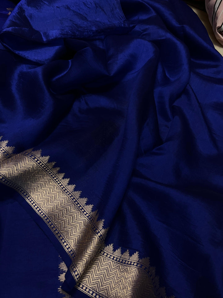 Royal Blue Pure Banarasi Handloom Silk Saree - Aura Benaras