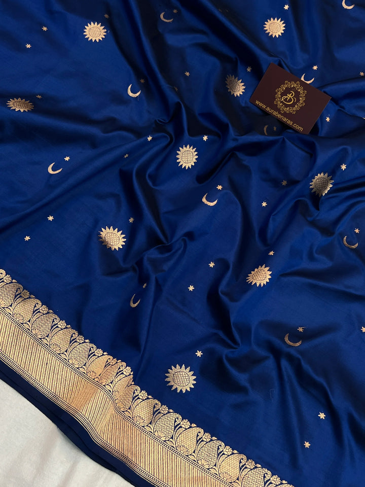 Royal Blue Pure Katan Silk Handloom Banarasi Saree