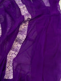 Purple Khaddi Chiffon Banarasi Handloom Saree - Aura Benaras
