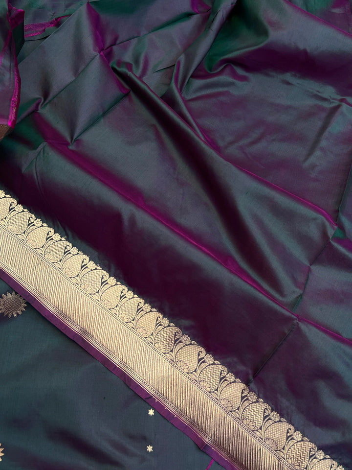 Bottle Green Pure Katan Silk Handloom Banarasi Saree