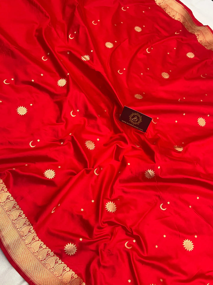 Red Pure Katan Silk Handloom Banarasi Saree