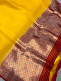 Yellow Banarasi Handloom Kora Silk Saree - Aura Benaras