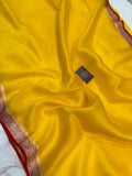 Yellow Banarasi Handloom Kora Silk Saree - Aura Benaras