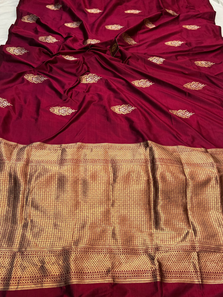 Hibiscus Pure Banarasi Handloom Katan Silk Saree
