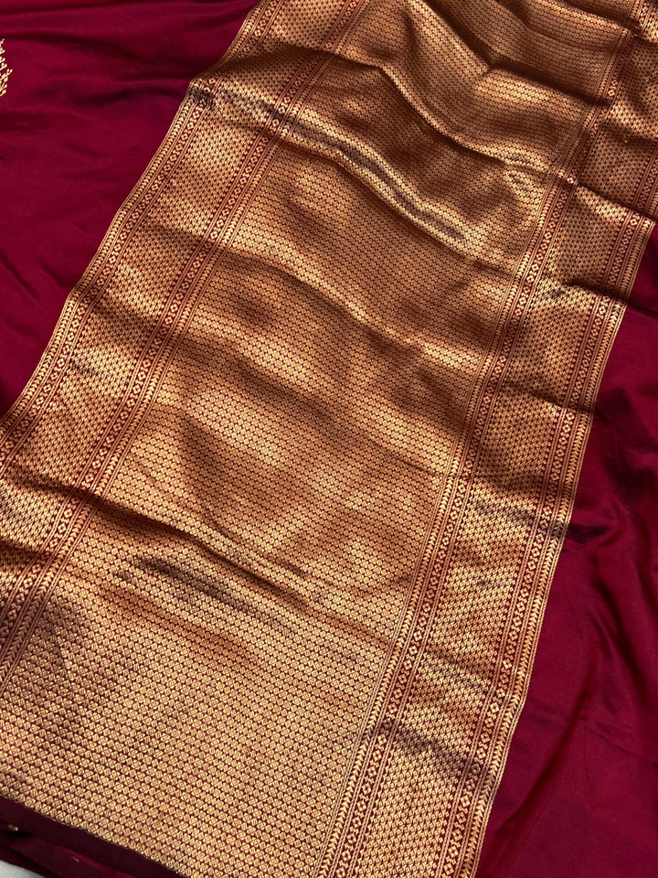 Hibiscus Pure Banarasi Handloom Katan Silk Saree