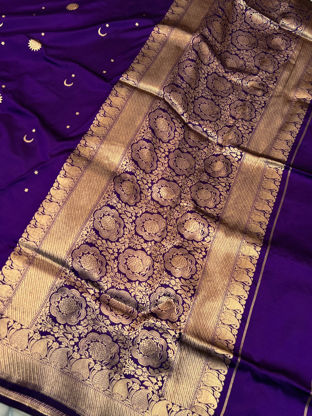 Purple Pure Katan Silk Handloom Banarasi Saree