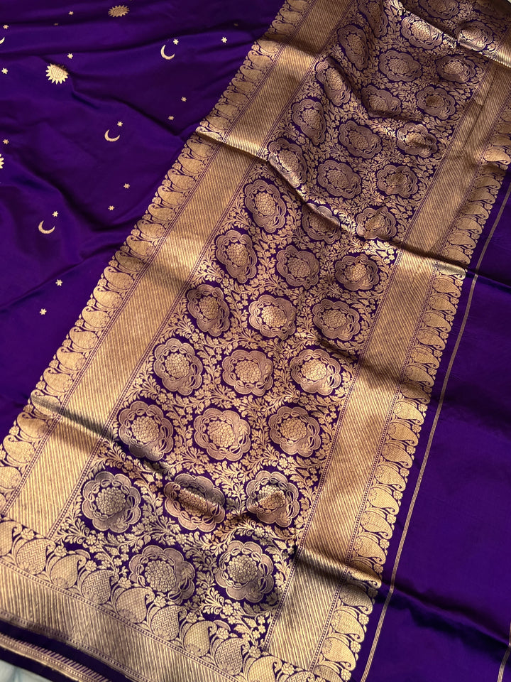 Purple Pure Katan Silk Handloom Banarasi Saree