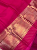 Rani Pink Banarasi Handloom Kora Silk Saree - Aura Benaras