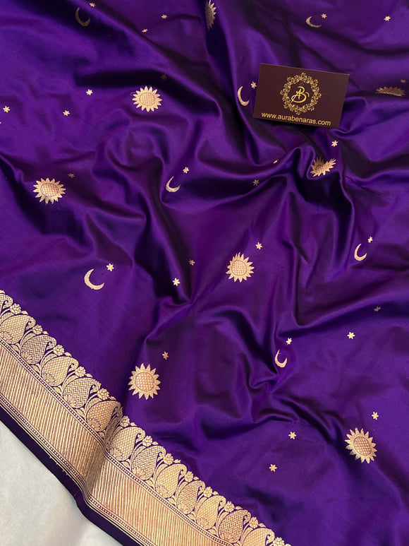 Purple Pure Katan Silk Handloom Banarasi Saree