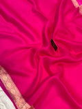 Rani Pink Banarasi Handloom Kora Silk Saree - Aura Benaras