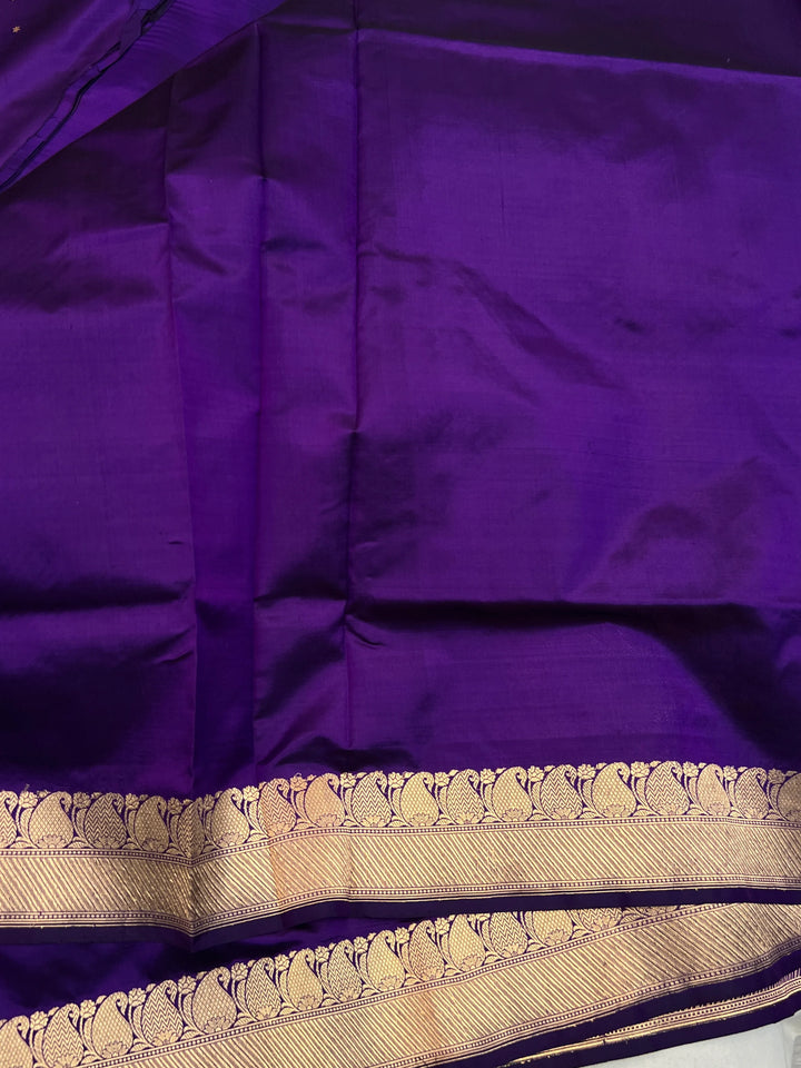 Purple Pure Katan Silk Handloom Banarasi Saree