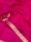 Rani Pink Banarasi Handloom Kora Silk Saree - Aura Benaras