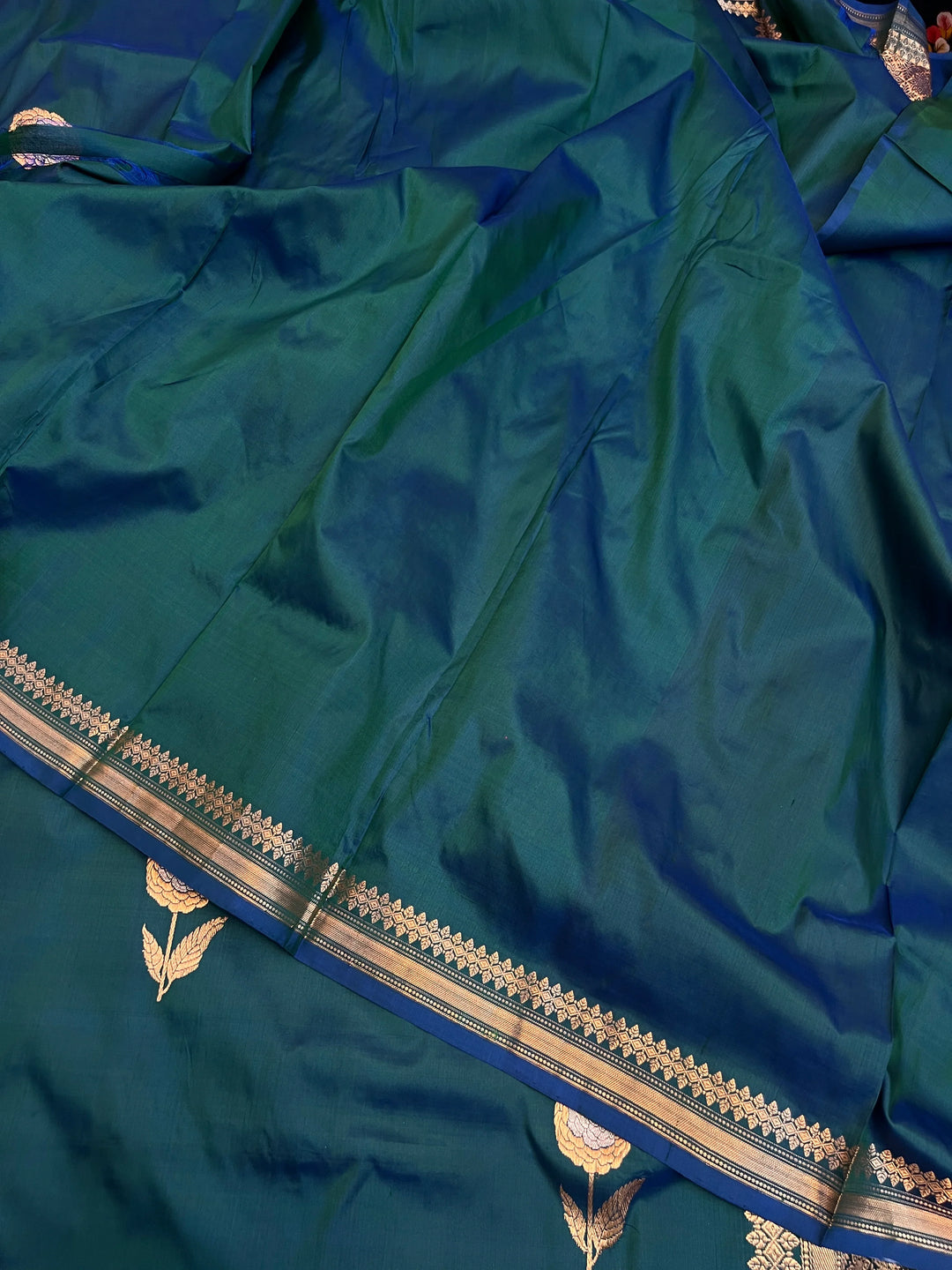 Rama Blue Pure Katan Silk Handloom Banarasi Saree