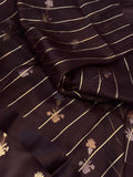 Brown Banarasi Handloom Kora Silk Saree - Aura Benaras