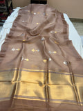 Beige Banarasi Handloom Kora Silk Saree - Aura Benaras