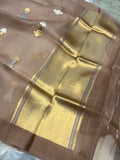 Beige Banarasi Handloom Kora Silk Saree - Aura Benaras